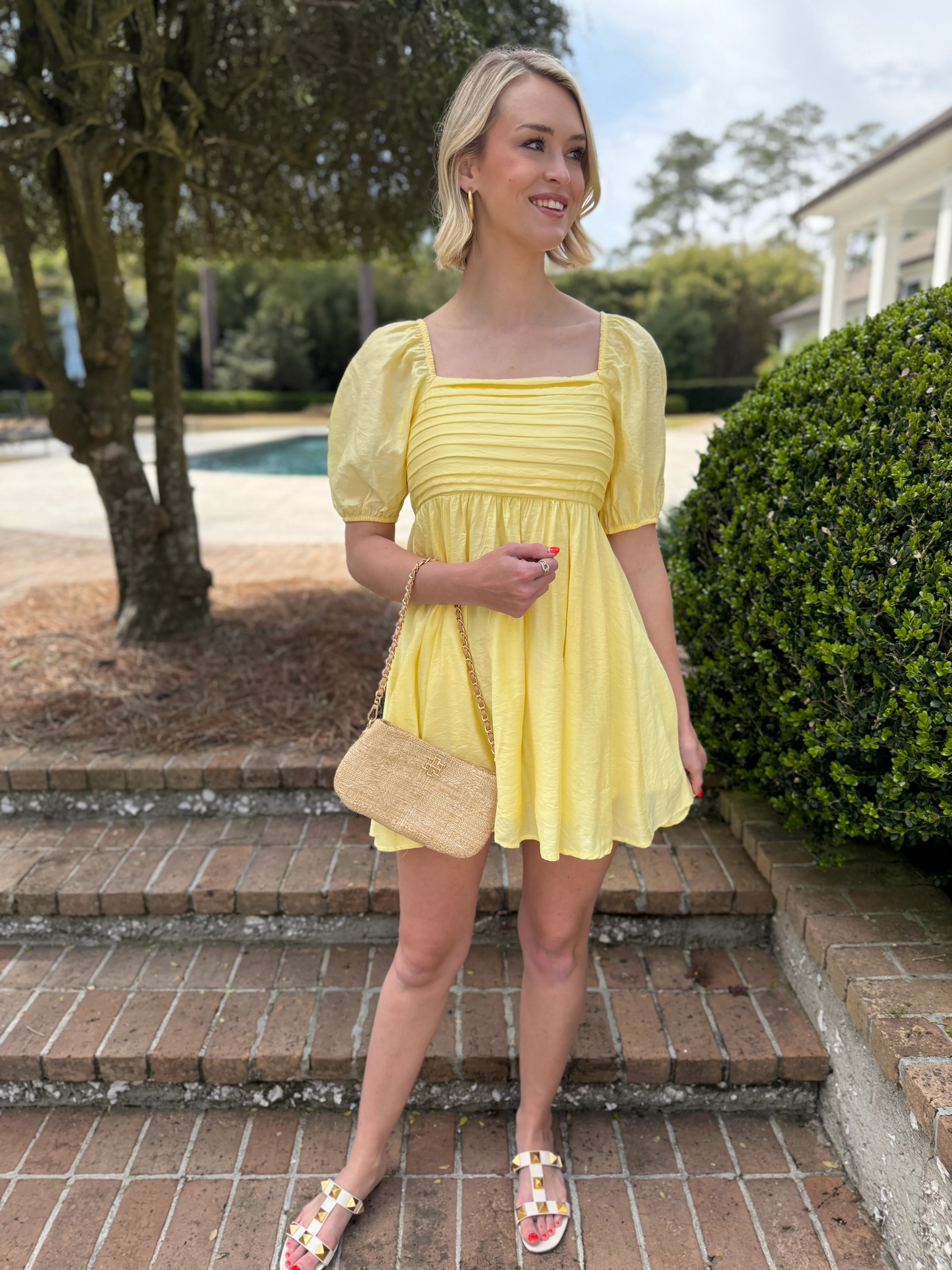 Adalyn Yellow Mini Dress | Caroline Hill