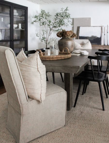 neutral dining room - no shed jute rug is on sale absolute favorite! + the best black dining chairs. wide seat affordable + quality! 

#LTKsalealert #LTKhome #LTKstyletip