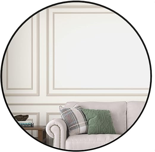 Beauty4U 28" Wall Circle Mirror for Bathroom, Black Round Mirror for Wall, 28 inch Hanging Round ... | Amazon (US)