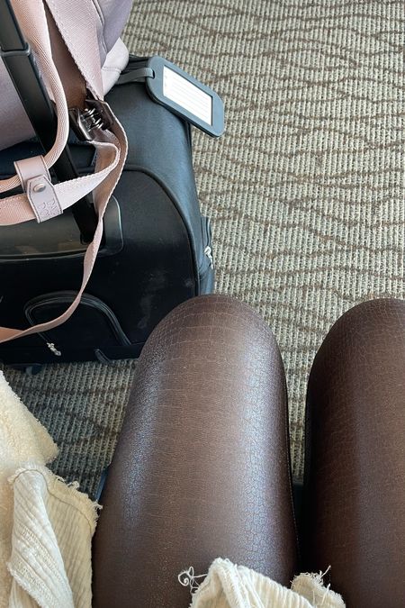 You’ll never NOT find me traveling in Spanx leggings! They’re the best to feel comfy and still look a bit more dressed up than sweats. I brought three different pairs in this trip: the brown croc, the faux leather leggings in black, and the blue shiny patent faux leather 

#LTKcurves #LTKunder100 #LTKtravel