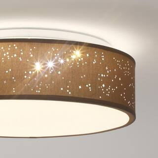 TOZING 15 in. Modern Brown Integrated LED Dimmable Novelty Star Cloth Cover Flush Mount Ceiling L... | The Home Depot