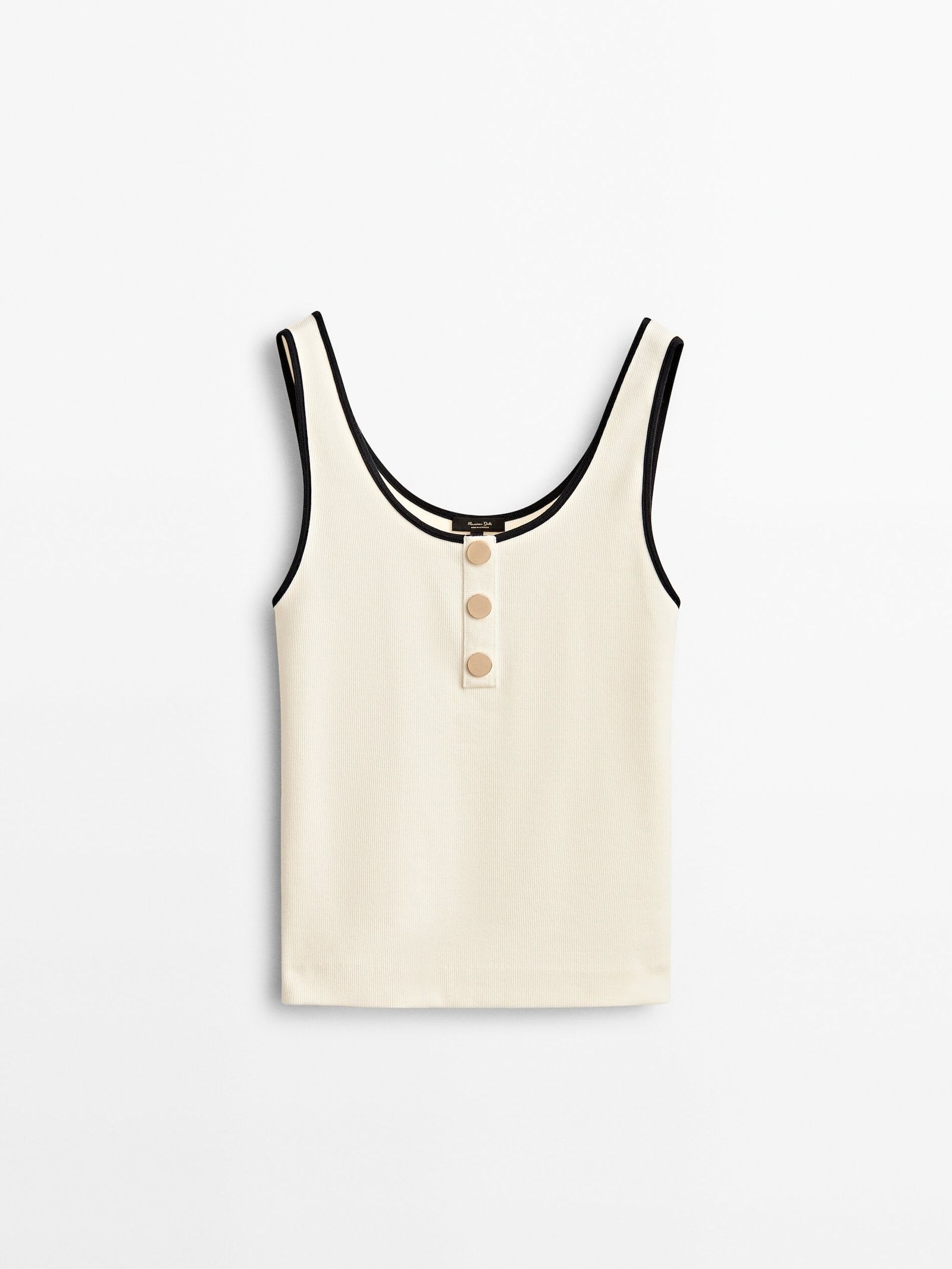 Contrast ribbed top with straps and buttons | Massimo Dutti (US)