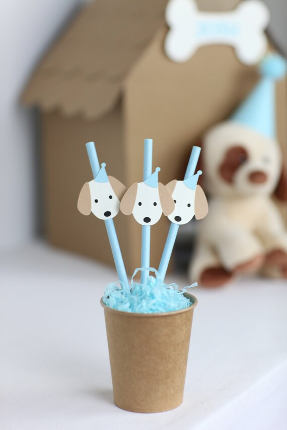 Puppy Straws, Adopt a puppy, adopt a puppy party, dog party, dog decor, puppy party, puppy decor,... | Etsy (US)
