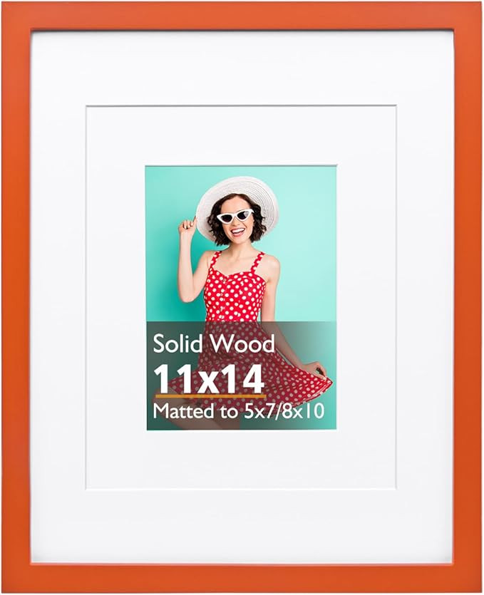 KINLINK 11x14 Picture Frame Orange, Solid Wood Frame 11x14 with Acrylic Plexiglass for Pictures 5... | Amazon (US)