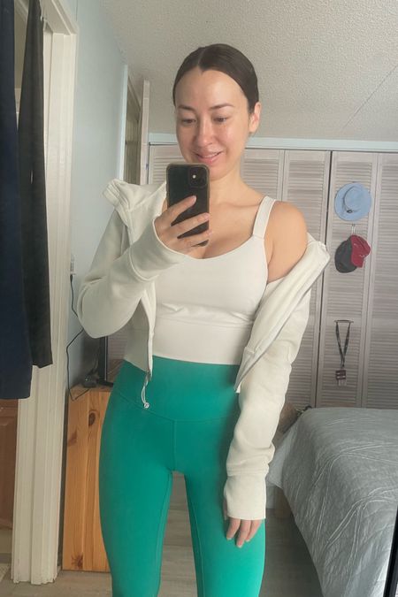Activewear OOTD.  Just the tank for Pilates and my cropped scuba hoodie for when I’m on-the-go!  

Paired with my lululemon Align leggings in one of my favorite Spring colors 💚

My measurements
Height: 5’5”
Bust: 34.5”
Waist: 26.75”
Hips: 36.5”

lululemon SCUBA FULL-ZIP CROPPED HOODIE 
I’m wearing:
Size: 6
Color: Bone

lululemon Wunder Train Straight Strap Tank Top
I'm wearing:
-Color: Bone
-Size: 6

lululemon Align™ High-Rise Pant 28”
I'm wearing:
-Color: Maldives Green
-Size: 6

#LTKfit #LTKSeasonal
