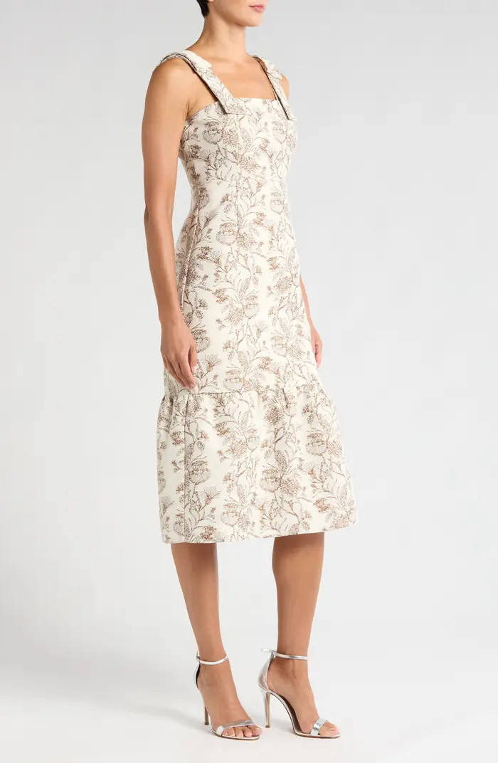 Adelyn Rae Floral Ruffle Hem Sleeveless Midi Dress | Nordstrom | Nordstrom
