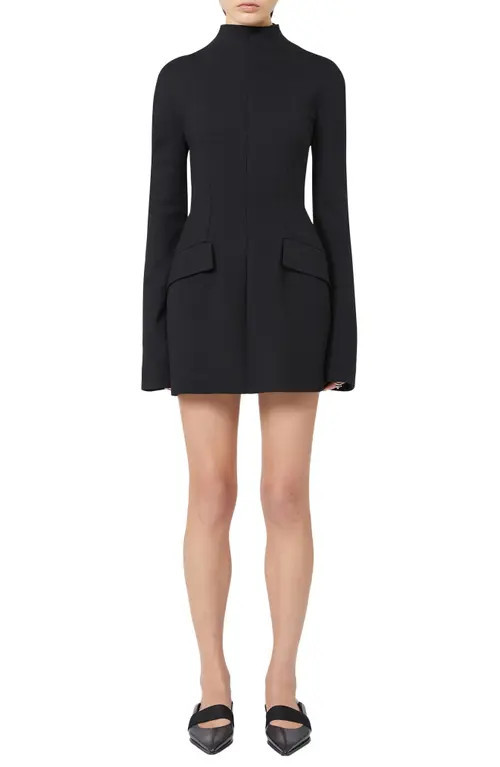 SPORTMAX Tefrite Long Sleeve Jersey Minidress in Black at Nordstrom, Size 12 | Nordstrom