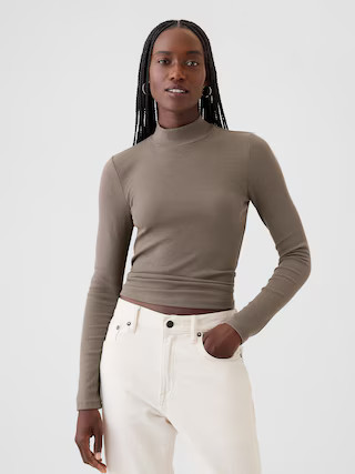Modern Rib Cropped Mockneck Shirt | Gap (US)