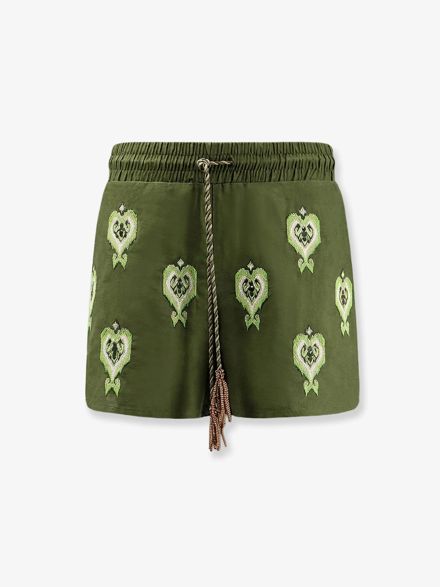 Green heart tapestry embroidered lenzing™ ecovero™ euroflax™ shorts - FARM RIO - gender_Woman | Nugnes 1920