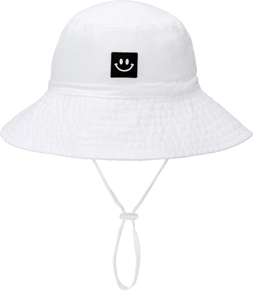 Baby Sun Hat Smile Face Toddler UPF 50+ Sun Protective Bucket hat Nice Beach hat for Baby Girl bo... | Amazon (US)