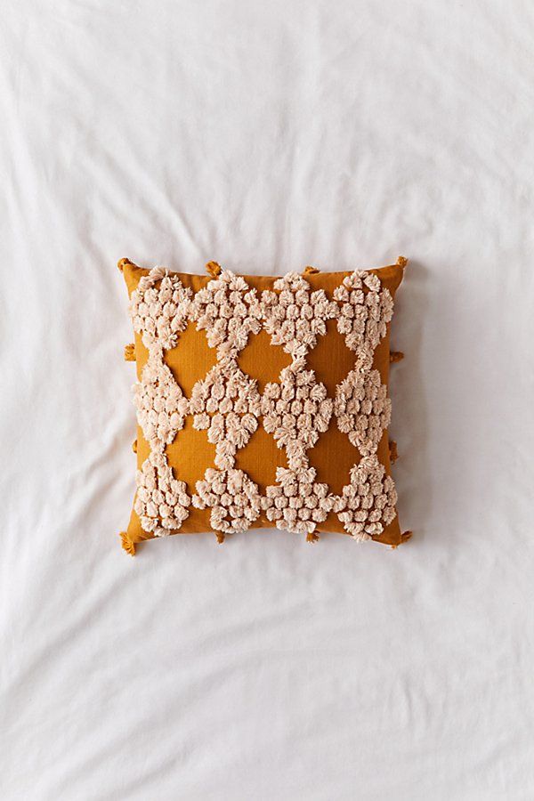 Eden Tufted Throw Pillow - Gold 18X18 at Urban Outfitters | Urban Outfitters (US and RoW)