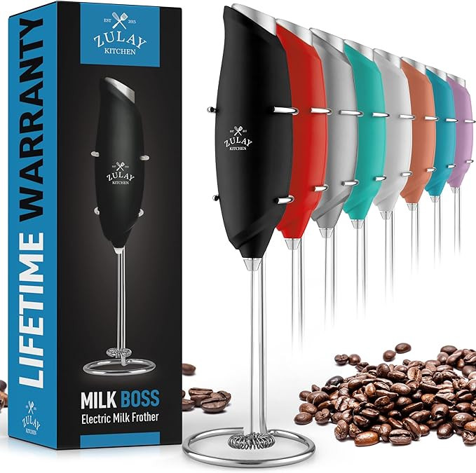 Zulay Kitchen Premium One-Touch Milk Frother for Coffee - Easy-Use Frother Handheld Foam Maker - ... | Amazon (US)