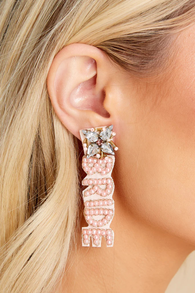 Forever And Always Pink Beaded Earrings | Red Dress 