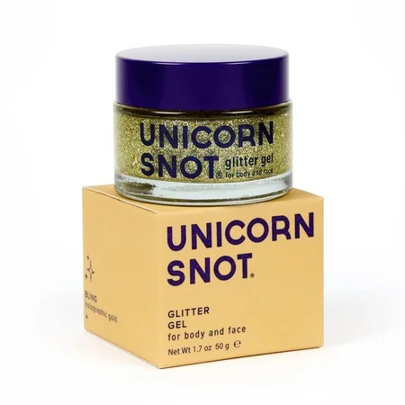Unicorn Snot Face & Body Glitter - Cosmetic-Grade Holographic Glitter Gel - Glitter Makeup for Festivals Raves Anime Cosplay - Safe for Face Easy Application & Removal 1.7oz Gold Glitter (Bling) | Walmart (US)