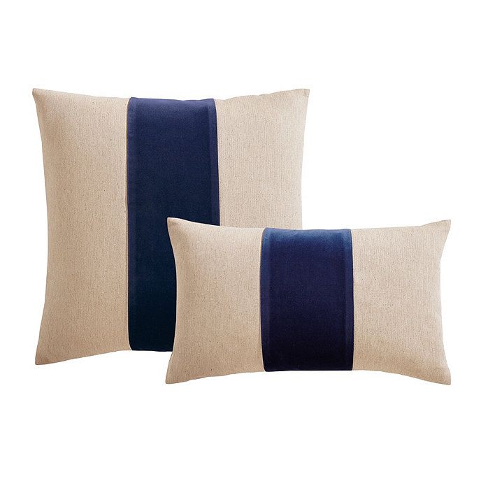 Velvet Wide Striped Linen Throw Pillow Cover | Ballard Designs, Inc.