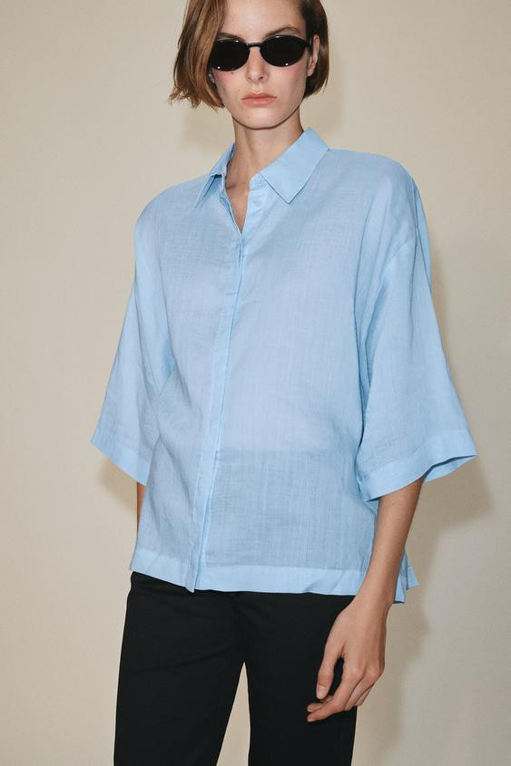 Zara - Zw Collection Oversize Flowing Shirt - White - Xs - Woman | Zara AU