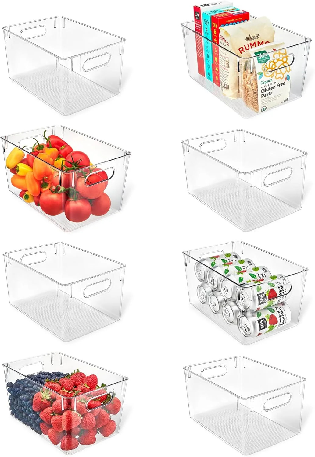 LifeMaster Pack of 8 Large Fridge Organizer PET Clear Bins - Maximize Storage Space, Easy to Clea... | Walmart (US)