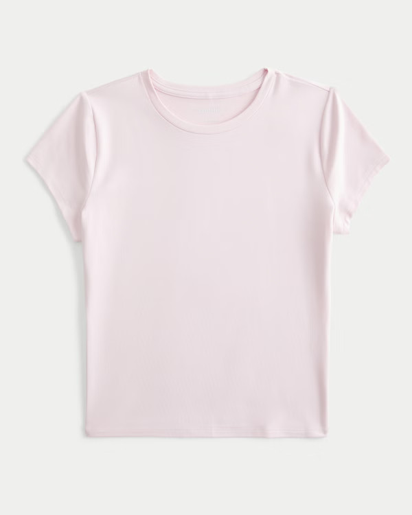 Soft Stretch Seamless Fabric Longline Baby Tee | Hollister (UK)