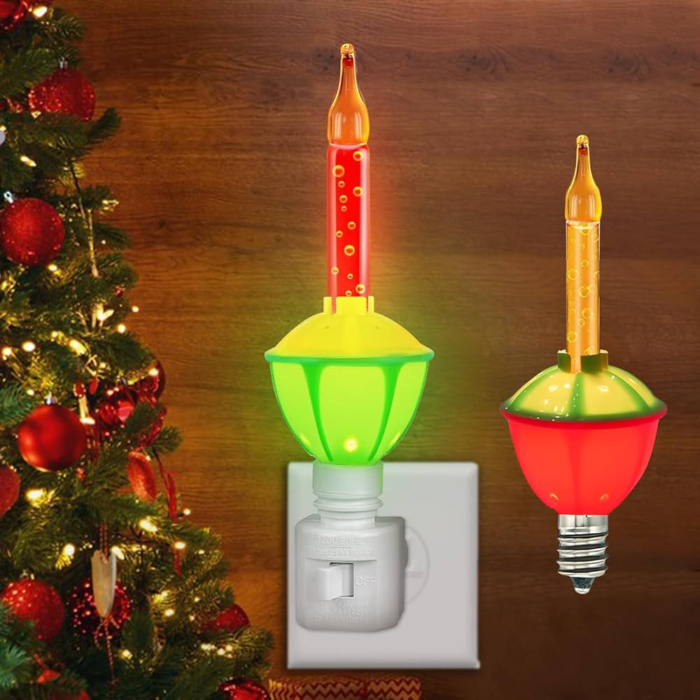 1 Pack Multi-Color Christmas Bubble Light Night Lights,2 Vintage Bubble Light Bulbs with Multicol... | Amazon (US)