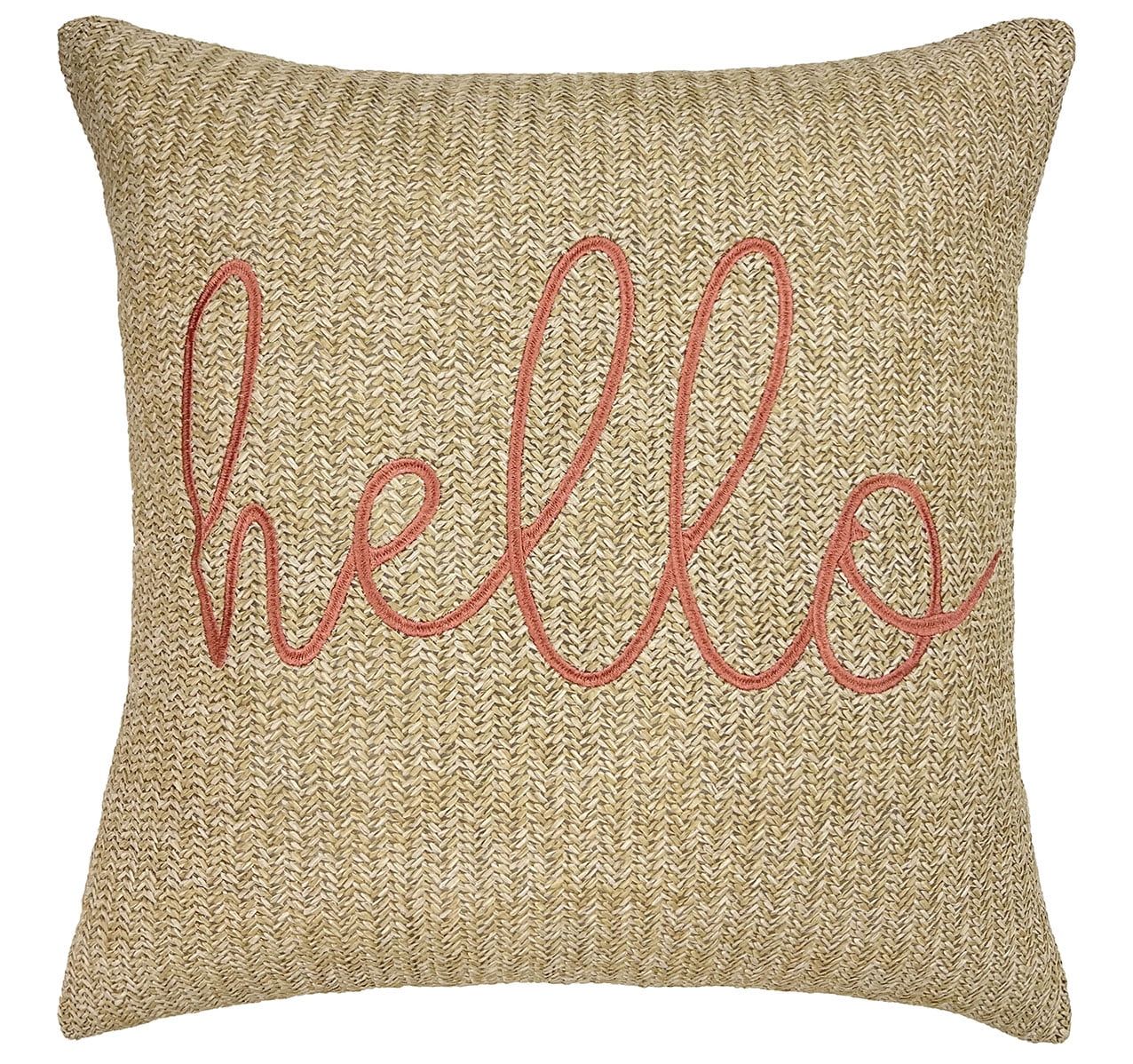 Better Homes & Garden Hello Reversible Tropical Outdoor Pillow with Satin Embroidery, 19" x 19", ... | Walmart (US)