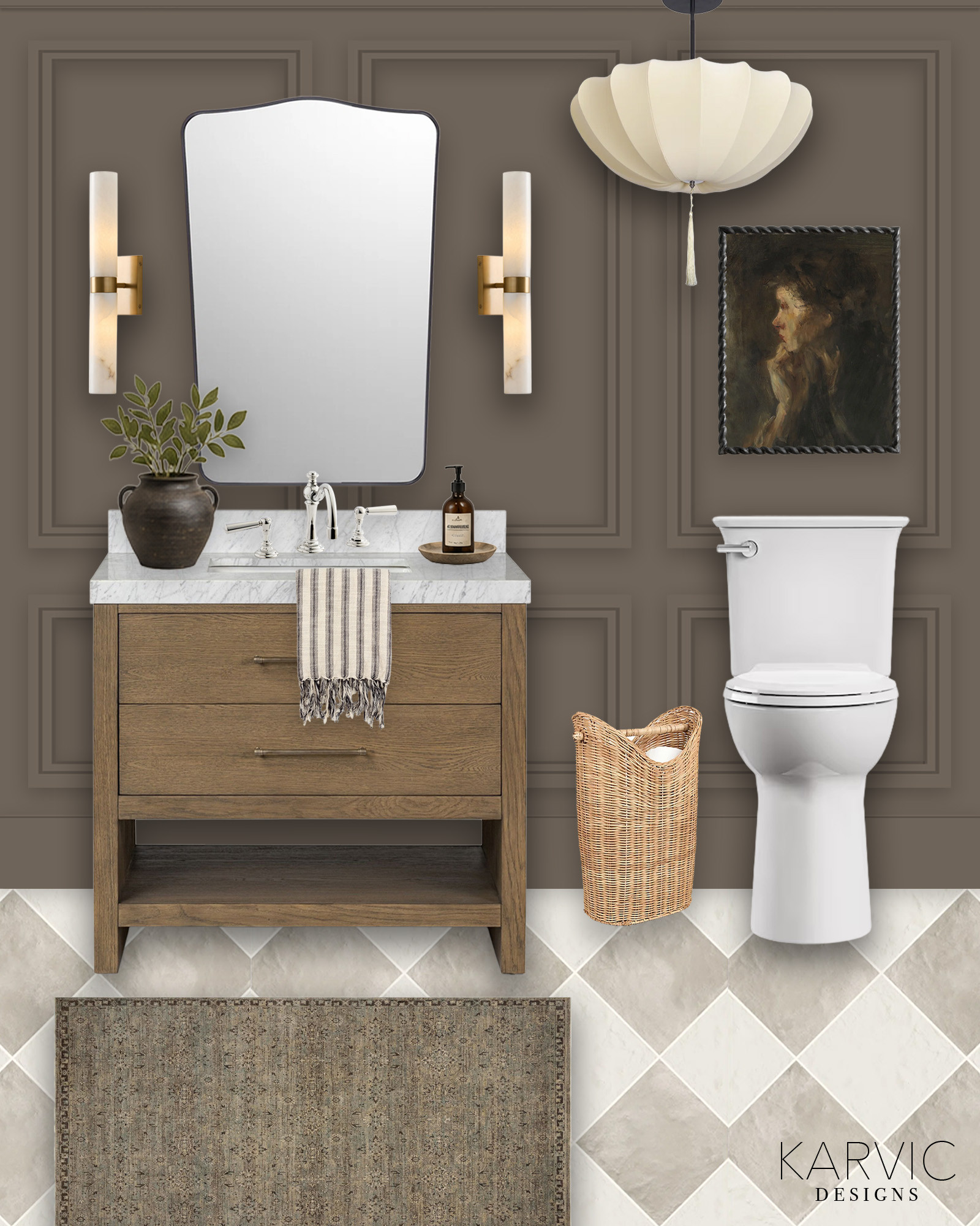 Soft, Moody Transitional Powder Room Design

#LTKHome