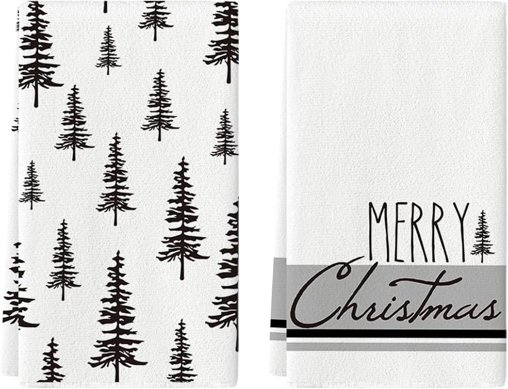 Artoid Mode Grey Xmas Trees Merry Christmas Kitchen Towels Dish Towels, 18x26 Inch Daily Seasonal... | Amazon (US)