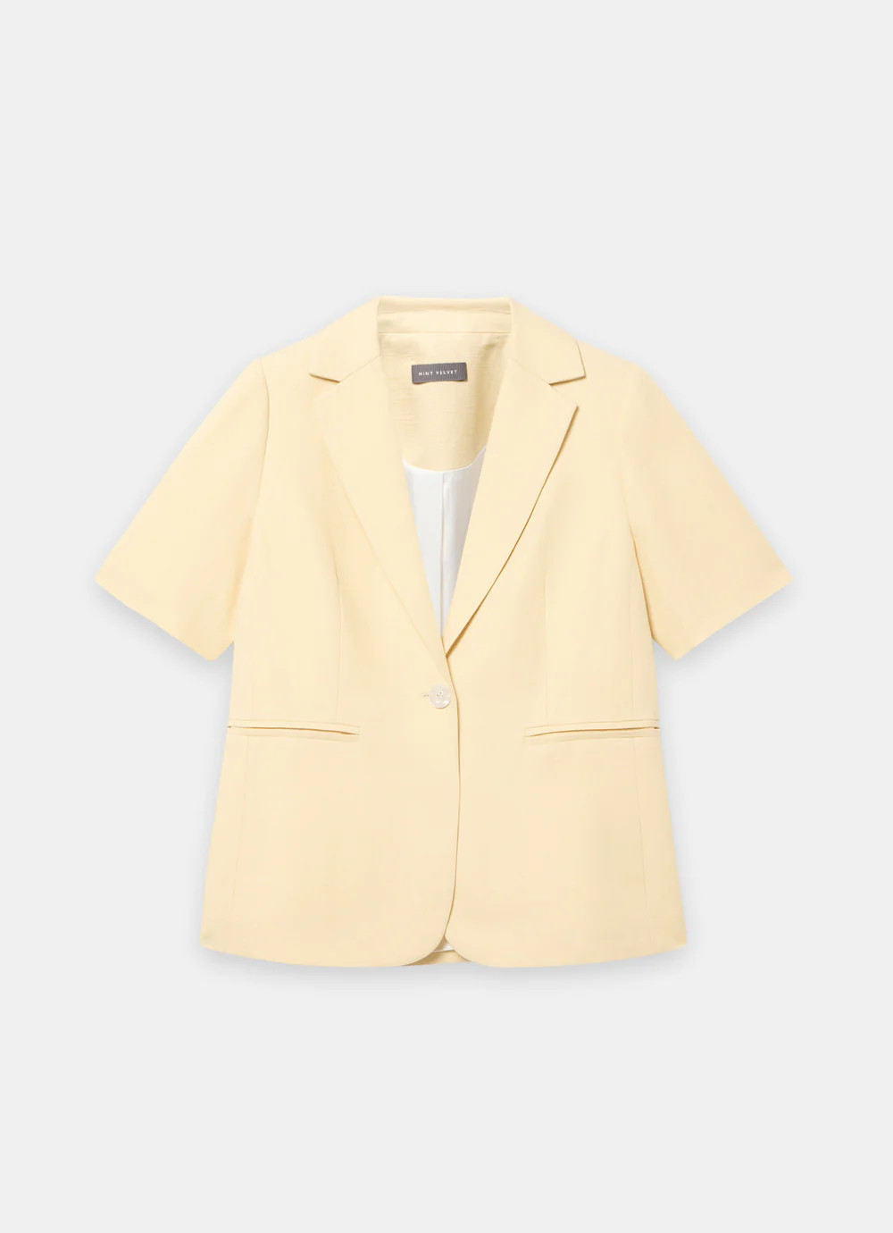 Yellow Linen Blend Short Sleeve Blazer | Mint Velvet