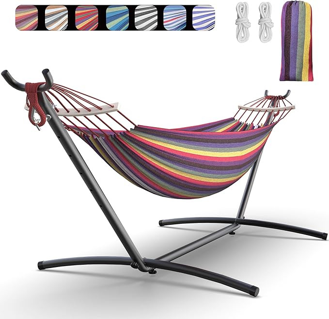 Double Hammock with Heavy-Duty Steel Stand,Portable,Easy Assembly,600lbs Weight Capacity,Perfect ... | Amazon (US)