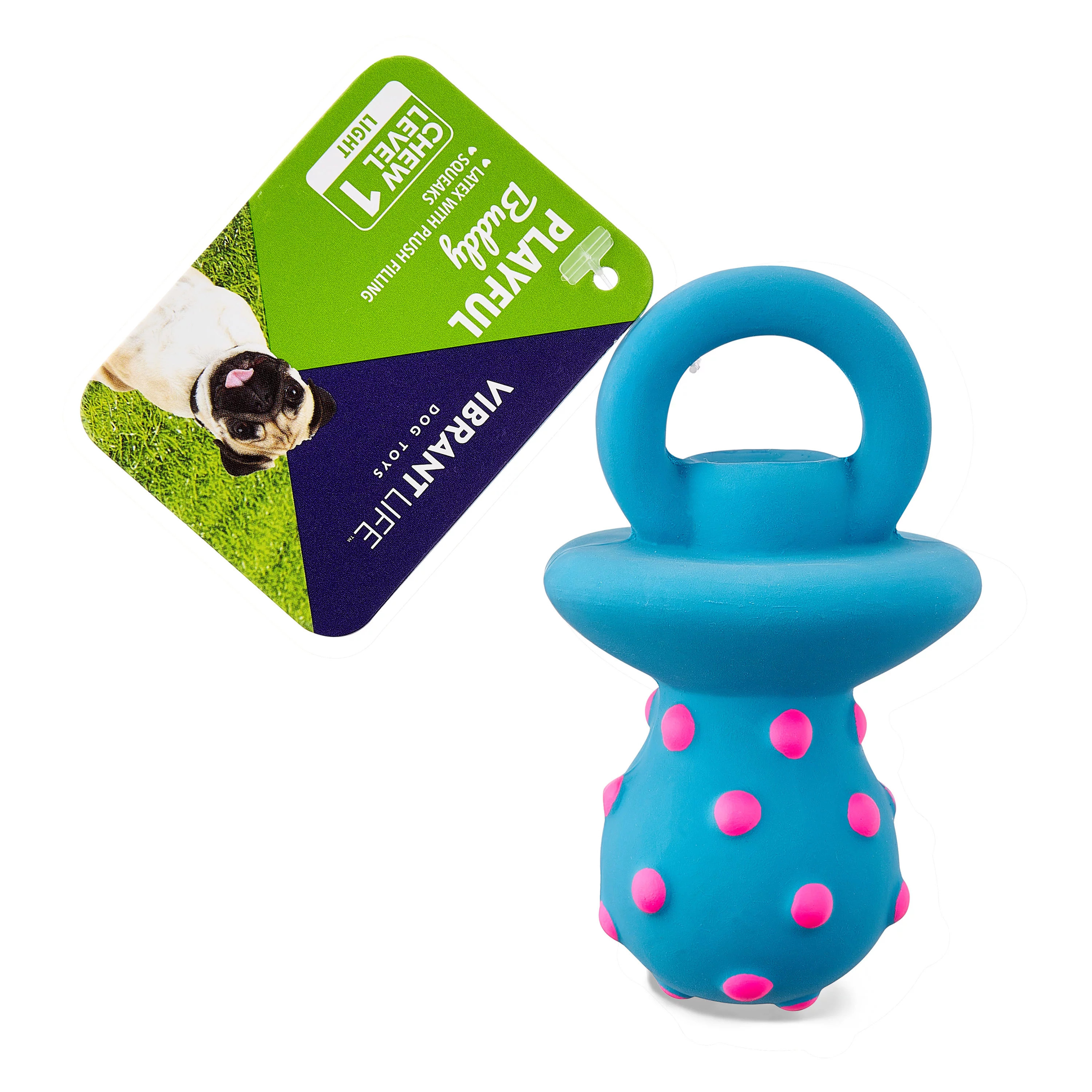 Vibrant Life Playful Buddy Pacifier Dog Toy, Latex with Plush Filling, Chew Level 1 - Walmart.com | Walmart (US)