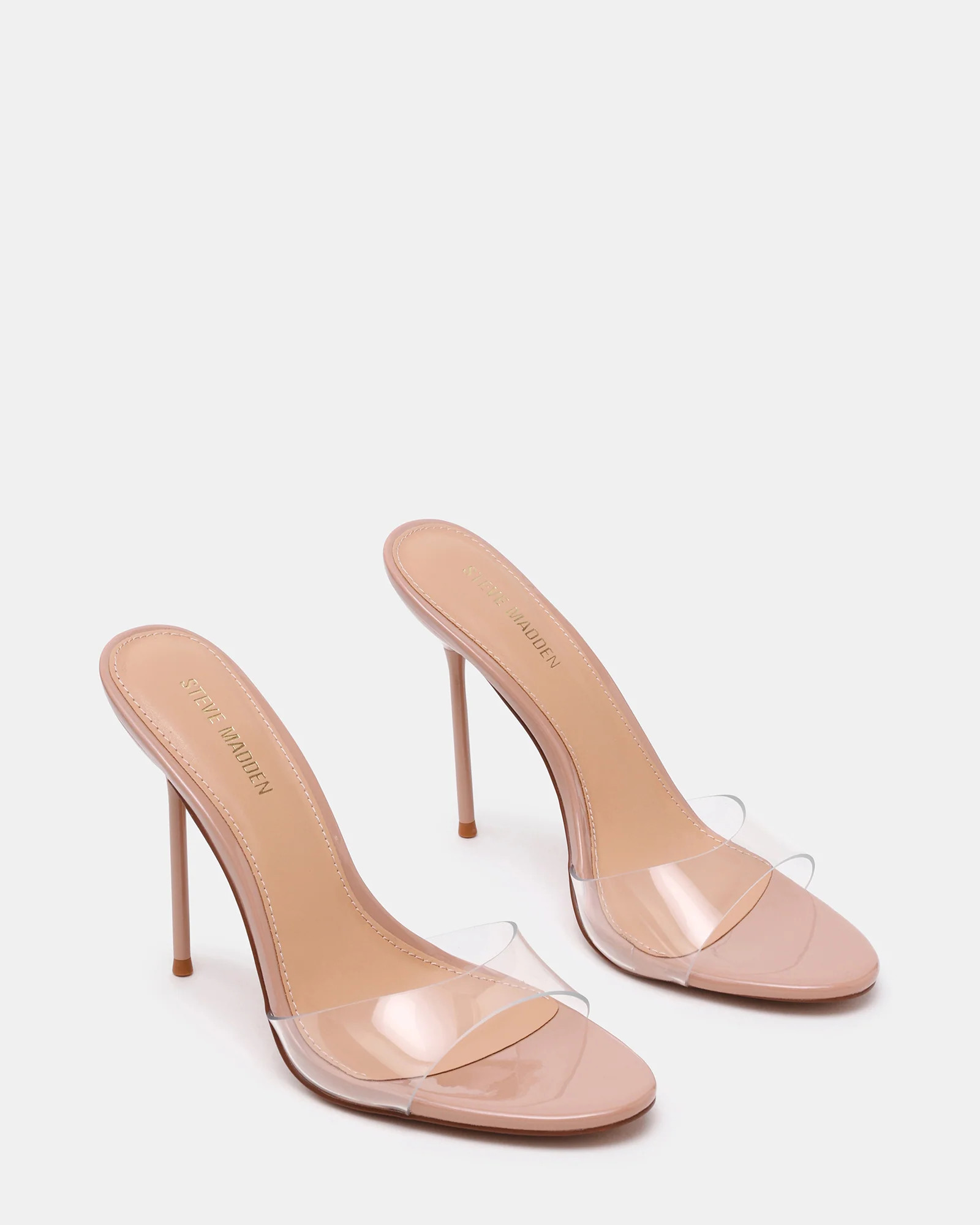 DAVINA Clear Rounded Open-Toe Mule Stiletto Women's Heel | Steve Madden (US)