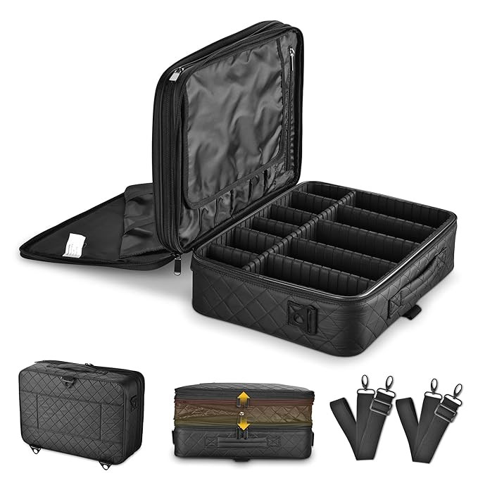 BYOOTIQUE Makeup Case Extra Large Makeup Bag Cosmetic Organizer Brush Holder Travel Bag with Adju... | Amazon (US)