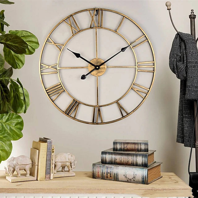 16inch 20inch 24inch Industrial Round Metal Clock Indoor Decor Clock for Living Room Wall Clock R... | Lightinthebox