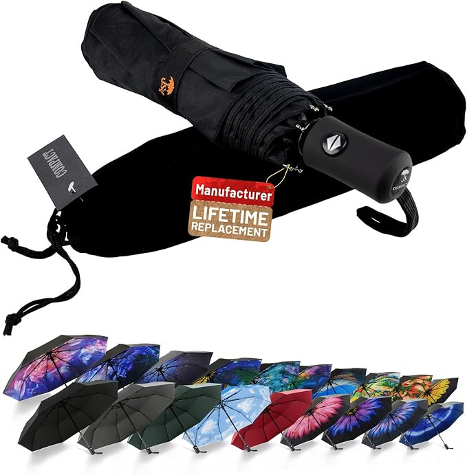SY COMPACT Travel Umbrella - Windproof Automatic Compact Umbrella for Rain, Lightest 8-Rib, Small... | Amazon (US)