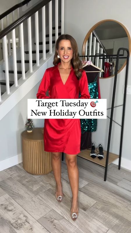 Holiday outfits. Holiday parties holiday party outfit. Christmas outfit. Date night outfit. Sparkly heels (TTS). Wearing smallest size in each. 

#LTKHoliday #LTKfindsunder50 #LTKparties