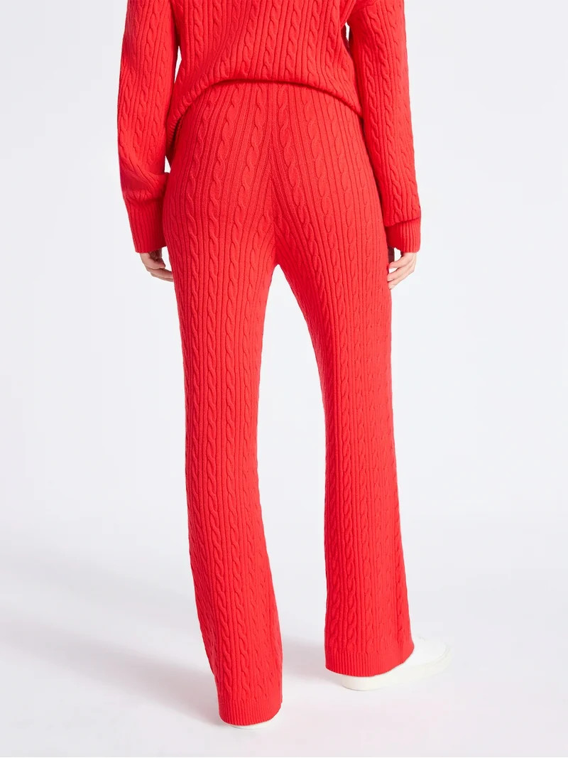 Free Assembly Women's Cozy Yarn Wide Leg Cable Knit Sweater Pants, Size XS-XXL | Walmart (US)