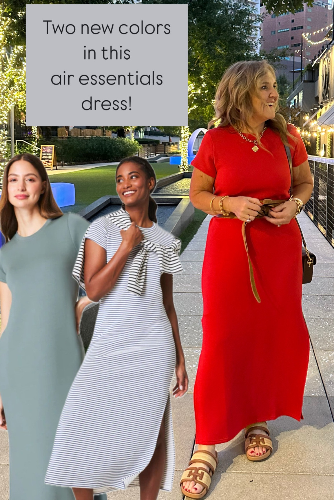 I love this air essentials T-shirt dress. I am 5 foot three and was originally scared away because it didn’t come in a petite, but I think it works great as an ankle length/maxi. I do like it belted, however.

I’ll Link my favorite Argentine wrap belt that worked great with it. 

Use my code NANETTEXSPANX for 20% off one order at spanx 

Red dress striped T-shirt dress green dress new arrivals resort dress vacation dress travel dress

#LTKTravel #LTKOver40 #LTKMostLoved