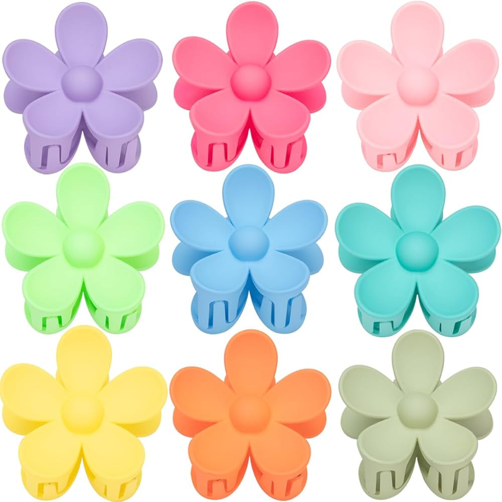 Flower Hair Clips for Women - 9 PCS Matte Claw Clips With Strong Hold for Thick and Thin Hair - N... | Amazon (US)