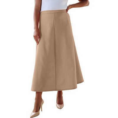 Roaman's Plus Size Bend Over A Line Skirt - 40 W, Brown Sugar | Target