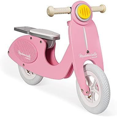 Janod Mademoiselle Pink Scooter Balance Bike – Retro-Style Adjustable Wooden Beginner Bike with... | Amazon (US)