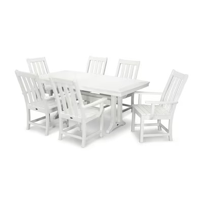 POLYWOOD Vineyard 7 -Piece White Patio Dining Set Plastic Rectangle Table with 6 Stationary Chair... | Lowe's