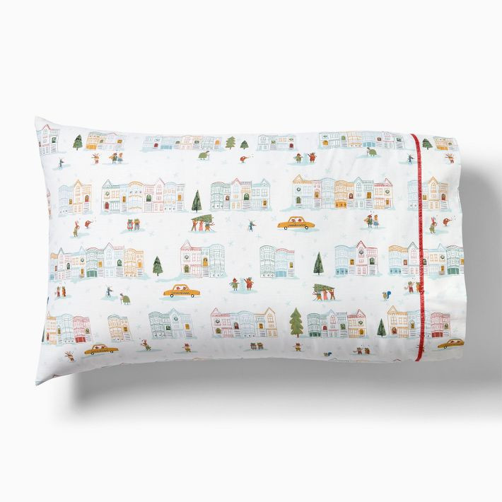 Festive Friends City Scene Pillowcase Set | West Elm (US)
