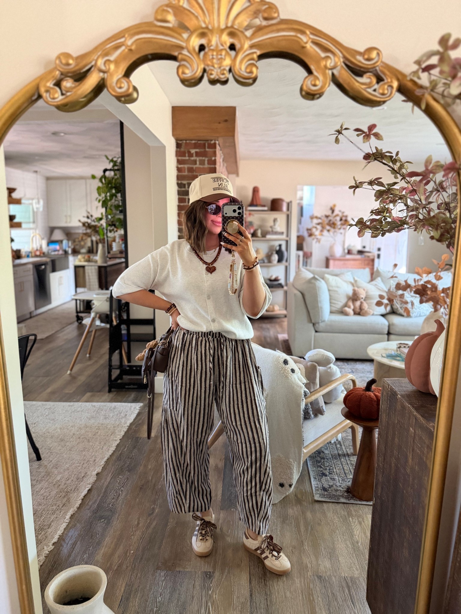 Today’s outfit of the day! These striped pants are sooo cute and comfy. I have the plain colors in a ton of colors!! In a size M. This short sleeve cardigan is so soft and comfy, too! 

Amazon favorites, tarse pants, Amazon finds, Amazon favorites, coffee run trucker hat, fall outfit inspo 

#LTKShoeCrush #LTKSeasonal #LTKFindsUnder50
