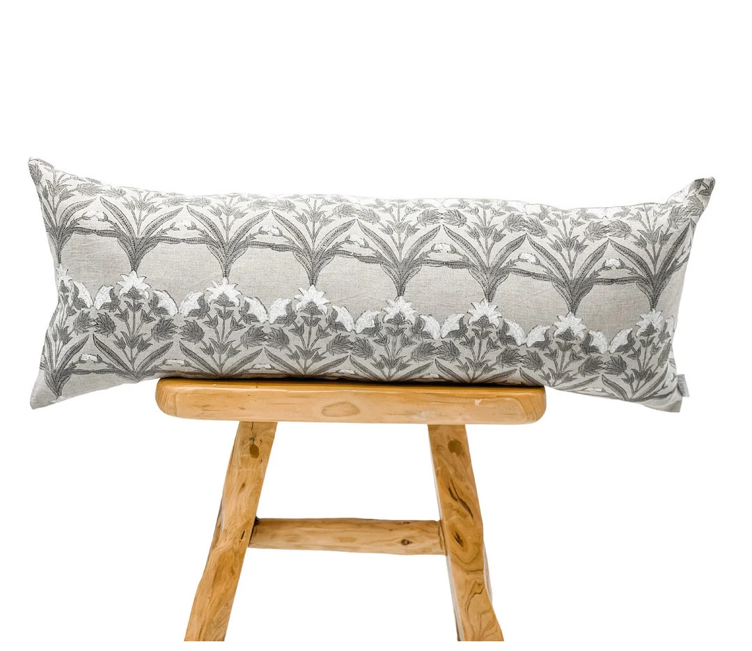 Designer Rock Grey on Natural Linen Pillow Cover Grey and - Etsy | Etsy (US)