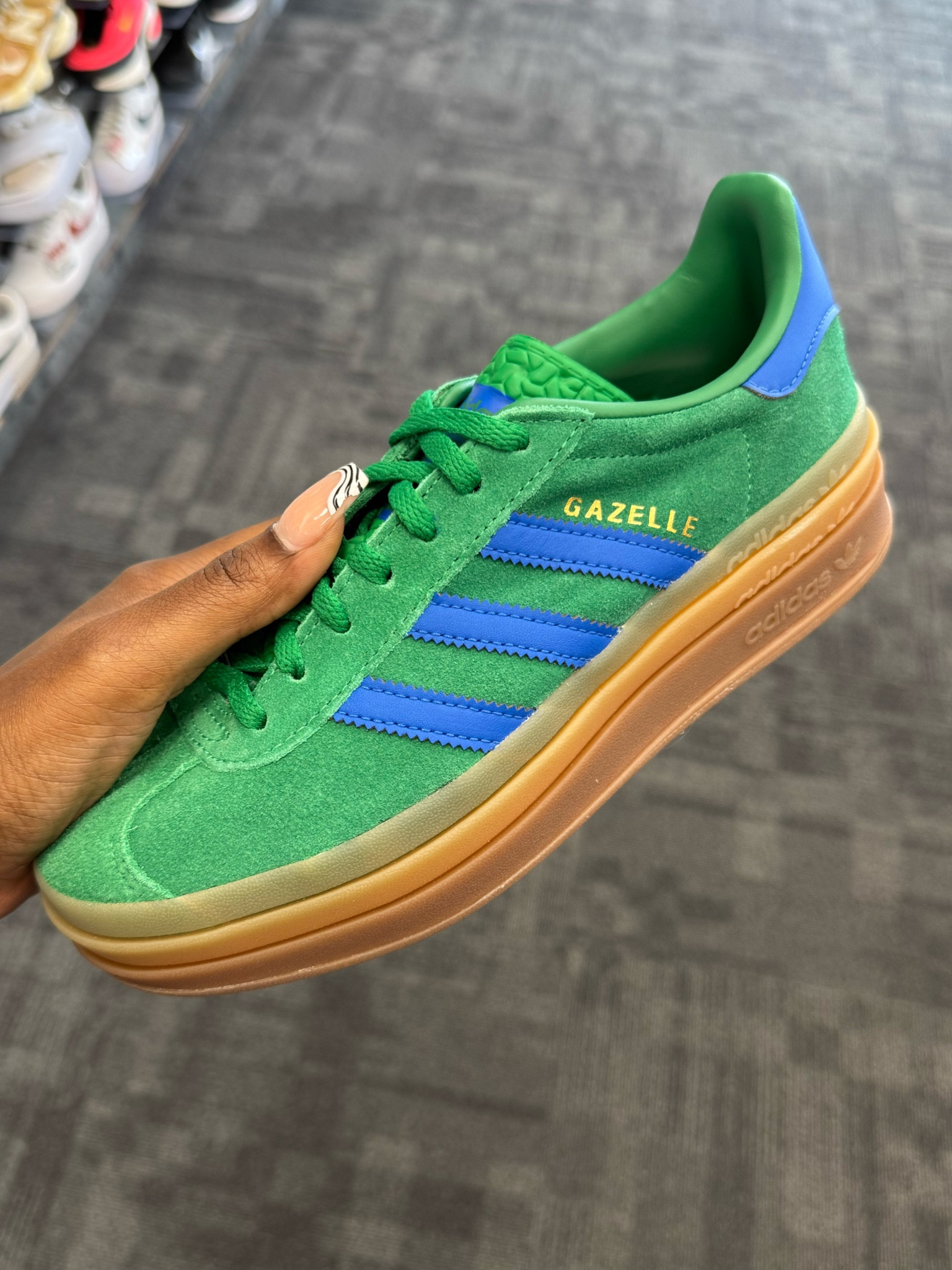 Green Adidas Gazelles 

#LTKMidsize #LTKSaleAlert