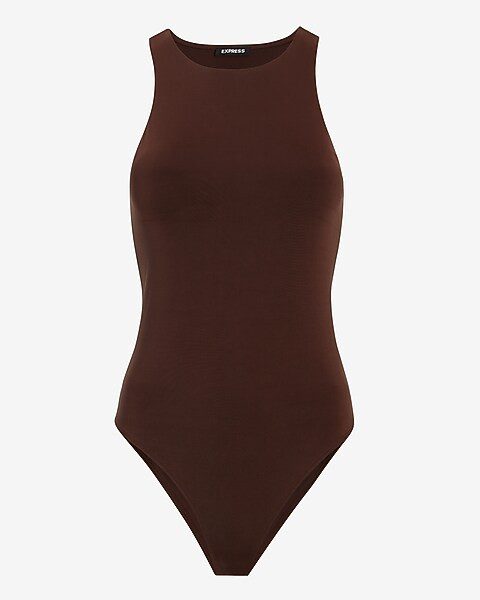 Body Contour Double Layer High Neck Thong Bodysuit | Express