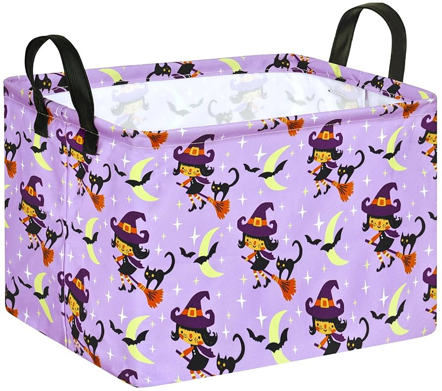 KUNRO Pumpkin Pattern Halloween Storage Gift Basket Canvas Storage Bins with Handles Rectangle St... | Amazon (US)