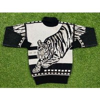 Vintage Tiger Crewneck Sweater Liz Thomas Size Medium M Felis Tigris Animals Jungle Safari Pull Over | Etsy (US)