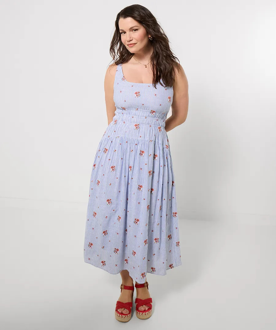 Penny Ditsy Print Stripe Dress | Joe Browns