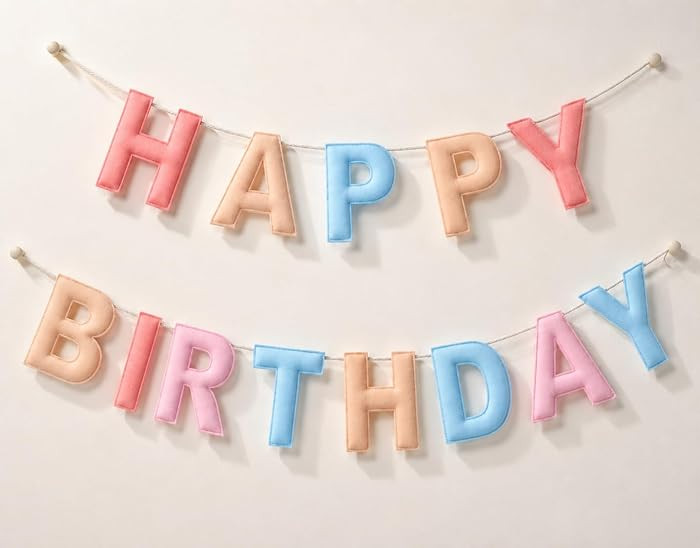 Reusable Pastel Rainbow Letters on String, Soft Garland for Party Decorations Celebrations sign | Amazon (US)