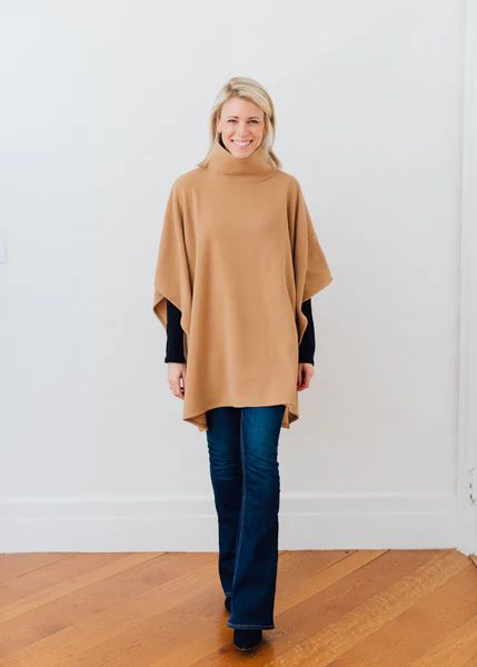 Parsonage Poncho in Vello Fleece (Camel) | Dudley Stephens